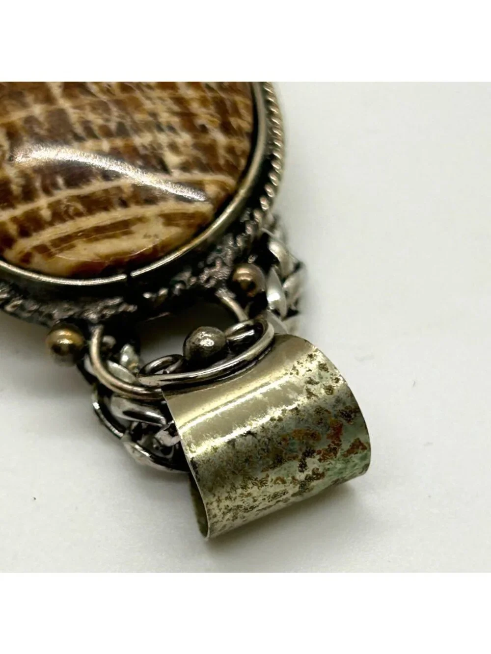Arganoite Pendant Necklace Silver-tone 2-inch Natural Gemstone Pendant Statement